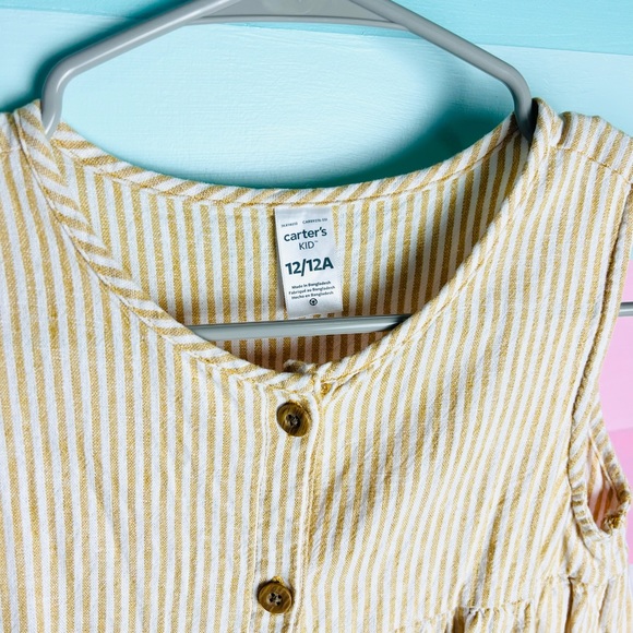 Carters girls sleeveless top, size 12, mustard yellow with stripes - Picture 2 of 4